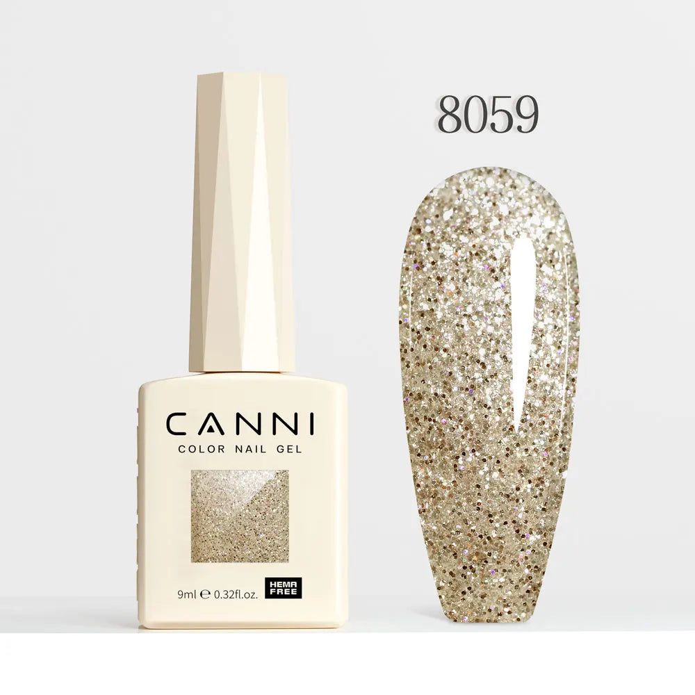 #8013 CANNI Nail Gel Polish Hema Free Super Glossy Glitter Cat Eye Gel Diamond Top Coat Semi Permanent Soak Off UV LED Varnish Aurora Glow Avenue
