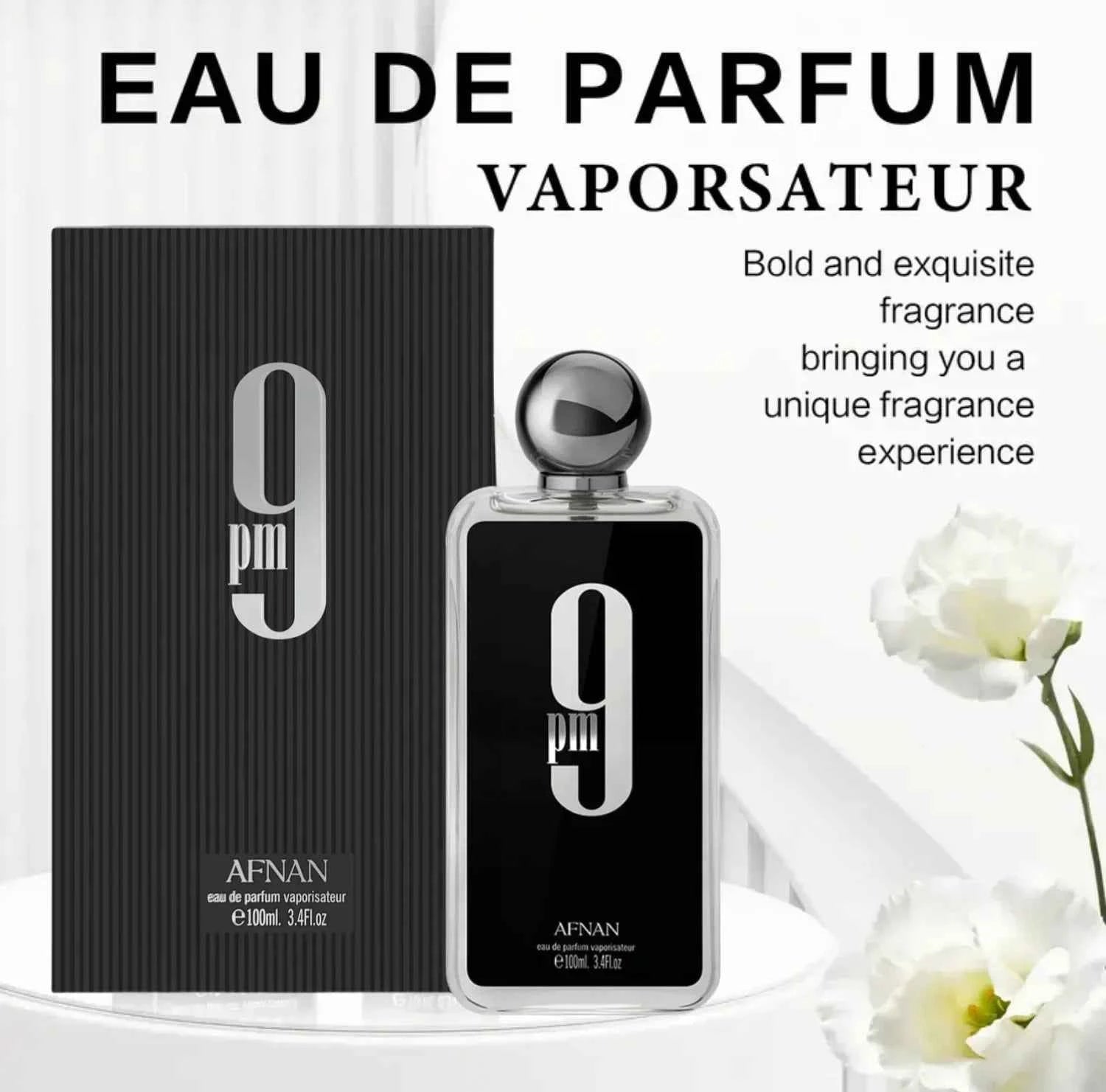 Afnan 9 PM For Men Eau De Parfum, 3.4 Fl. Oz Pheromone men's cologne, long-lasting fragrance, Christmas gift - 