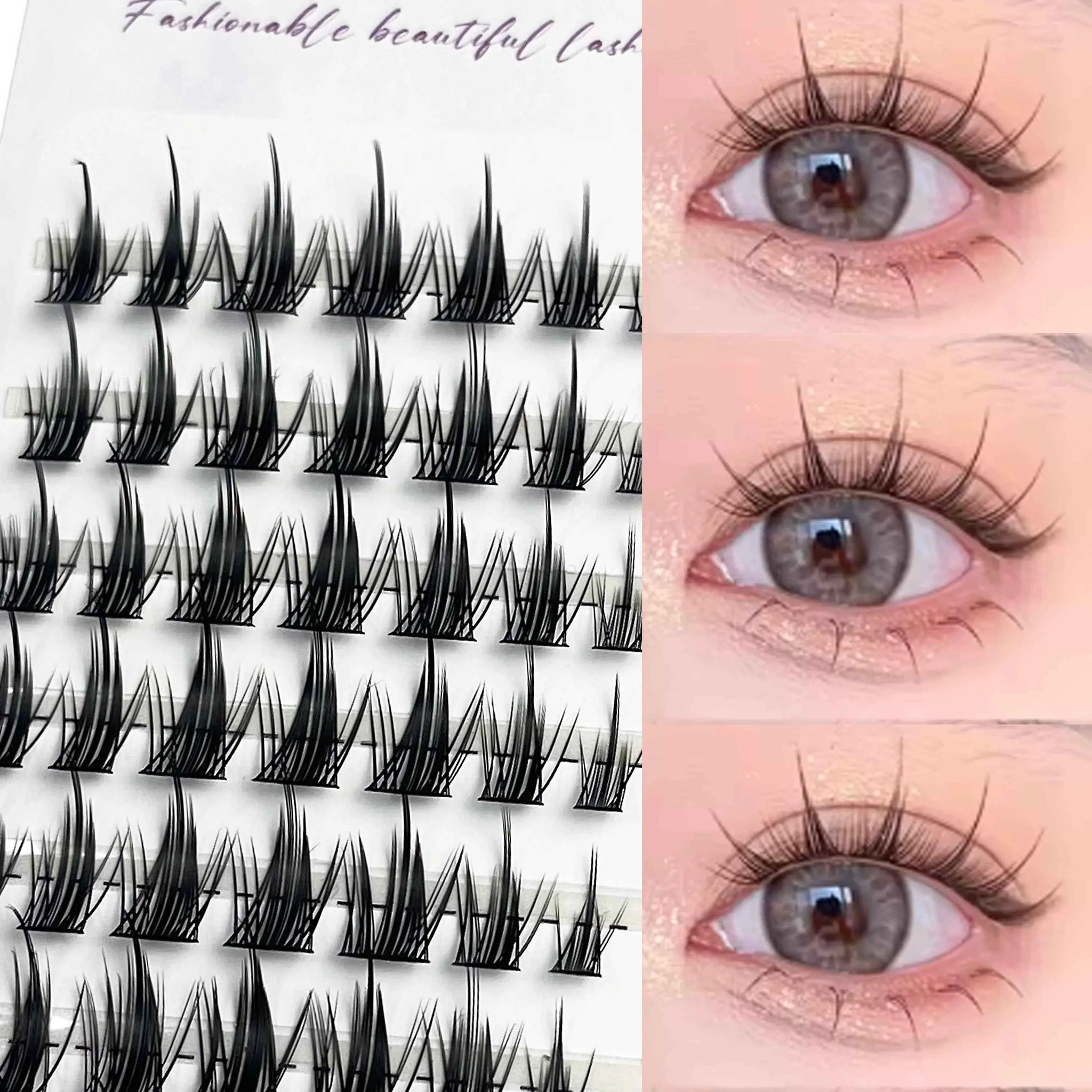 1/box 120 bundles Mink False Eyelash Natural Fishtail Lash 3D Russian Individual Eyelash Extension Cluster Makeup Tool Who...