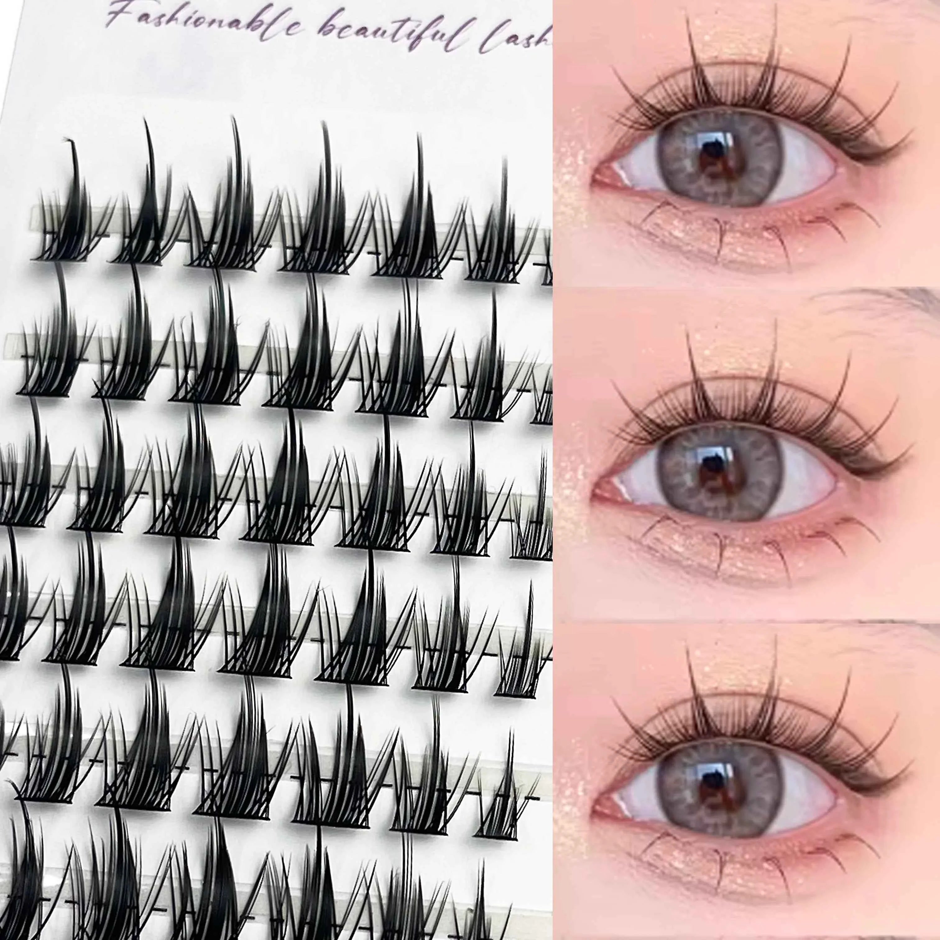 1/box 120 bundles Mink False Eyelash Natural Fishtail Lash 3D Russian Individual Eyelash Extension Cluster Makeup Tool Wholesale BYG