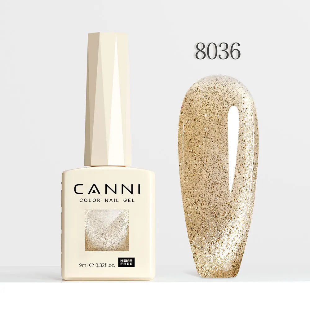 #8013 CANNI Nail Gel Polish Hema Free Super Glossy Glitter Cat Eye Gel Diamond Top Coat Semi Permanent Soak Off UV LED Varnish Aurora Glow Avenue