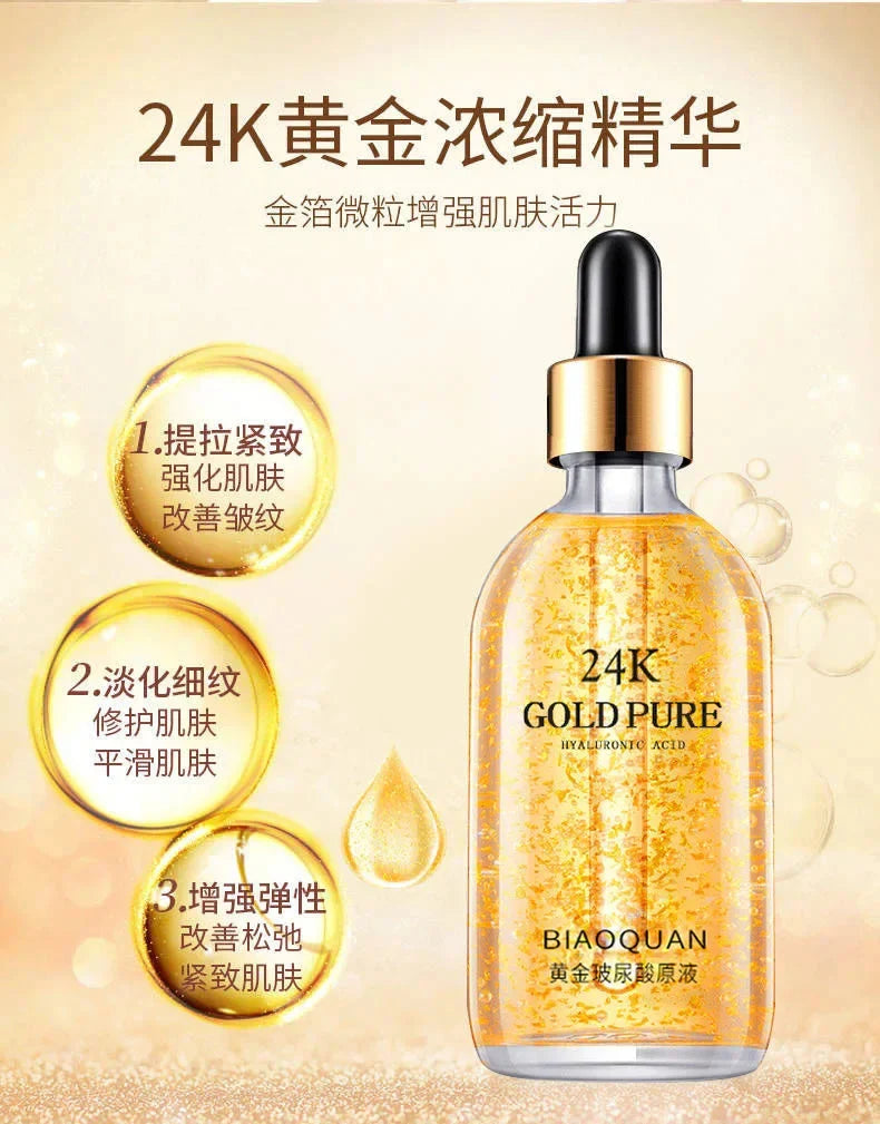 100ml 24k Gold Hyaluronic Acid Nicotinamide Face Serum Anti Aging Facial Lifting Collagen Essence Skin Care Whitening Serum Aurora Glow Avenue