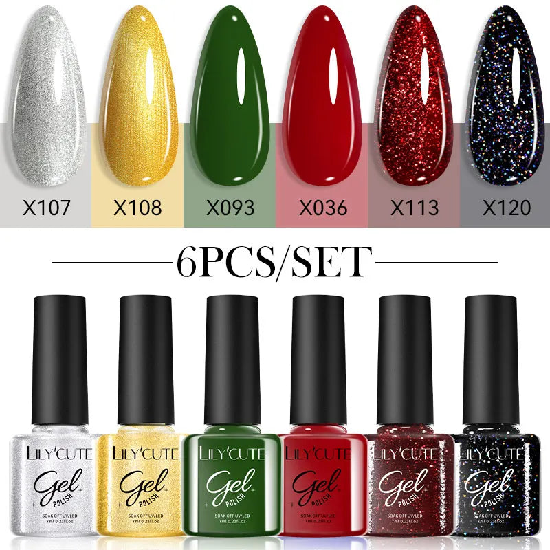 LILYCUTE 6Pcs/set 7ml Coffee Series Gel Nail Polish Kit 125 Colors Manicure Semi Permanent Soak Off UV Nail Art Gel Varnis...