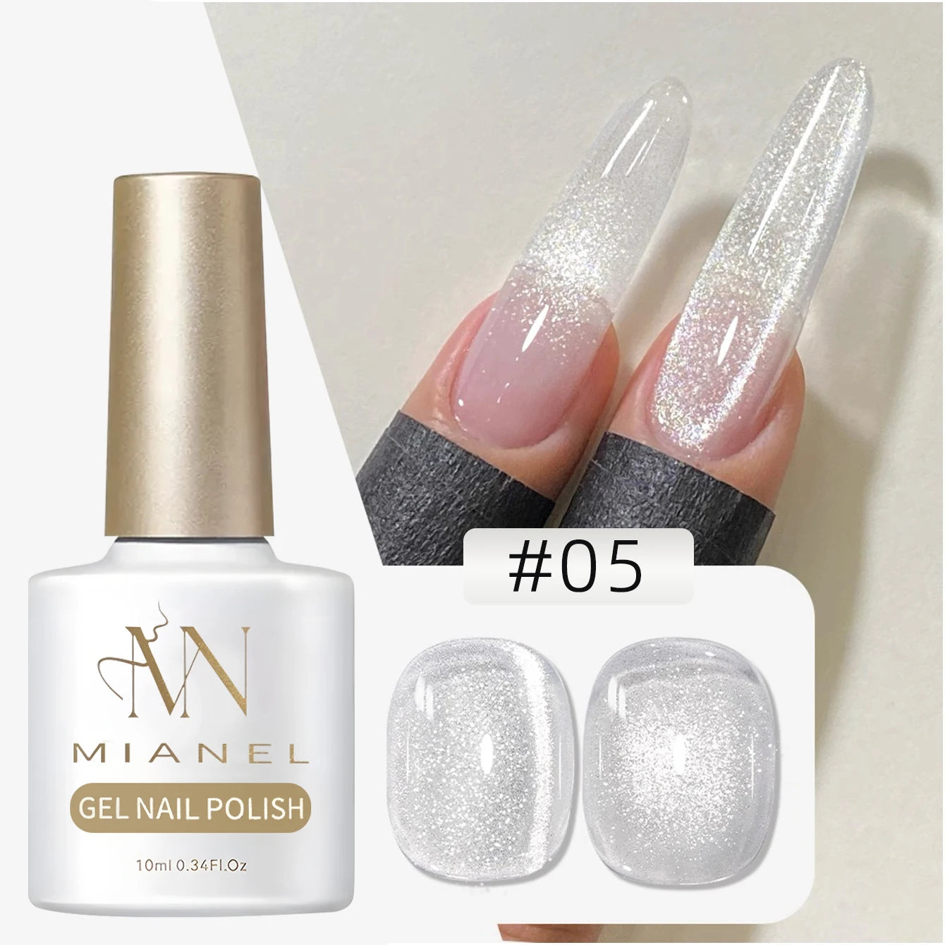 MIANEL 1-6pcs 12ML Christmas Nails Galaxy White Glass Bead Cat Eye Gel Nail Polish Super White Nails Nail Art Nail Supplies 93Abaijinglingmaoy05