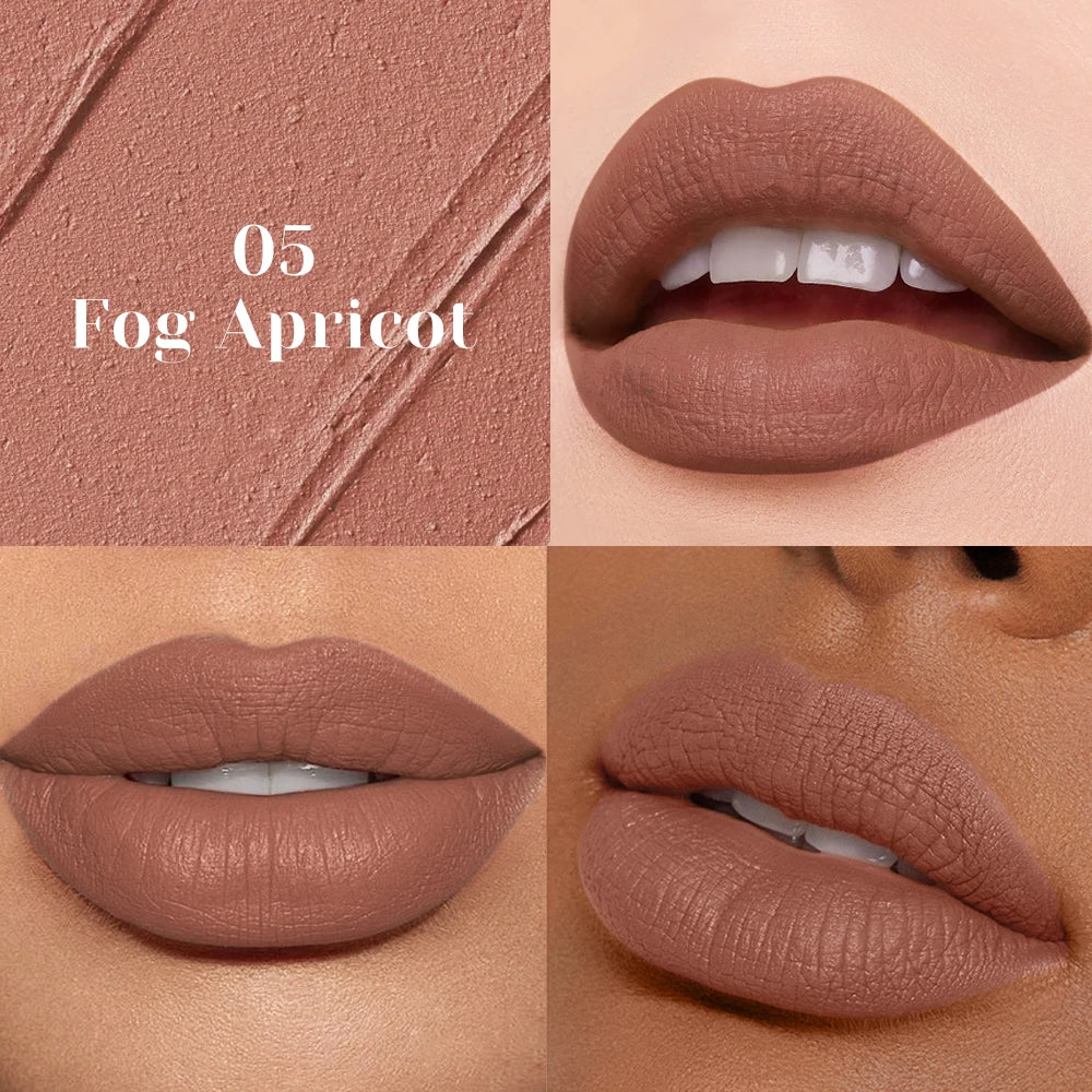 1 pc Stay flawless all day with a smudge-proof, water-resistant matte nude lipstick that won’t fade or transfer. 05