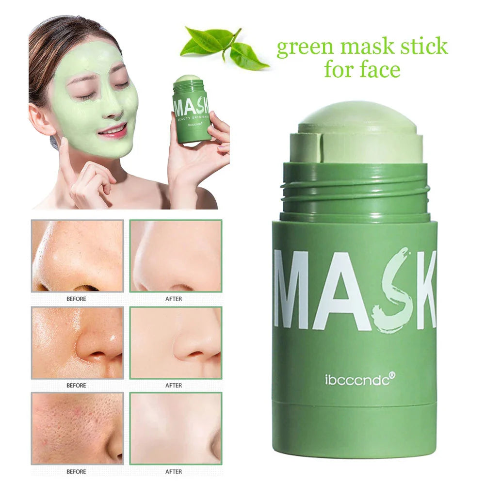 Face Clean Mask Green Tea Cleansing Stick Mask Shrink pores Deep Blackhead Remover facial Cleansing Moisturizing Mask 40g Aurora Glow Avenue