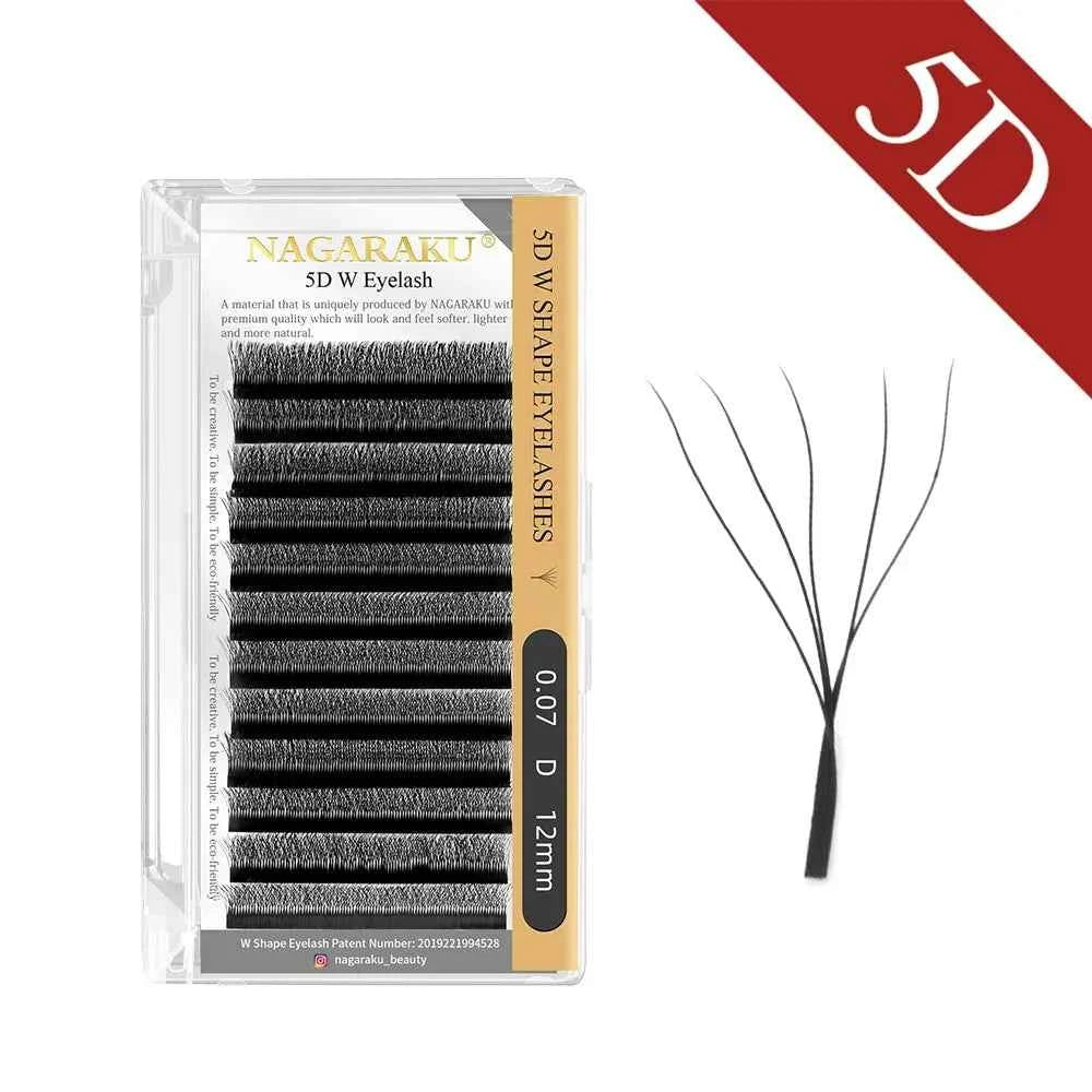 NAGARAKU 3D 4D 5D 6D W Shape Premade Fans Automatic Flowering Eyelash Extensions Natural Soft Light Full Dense Black 5D Ey...