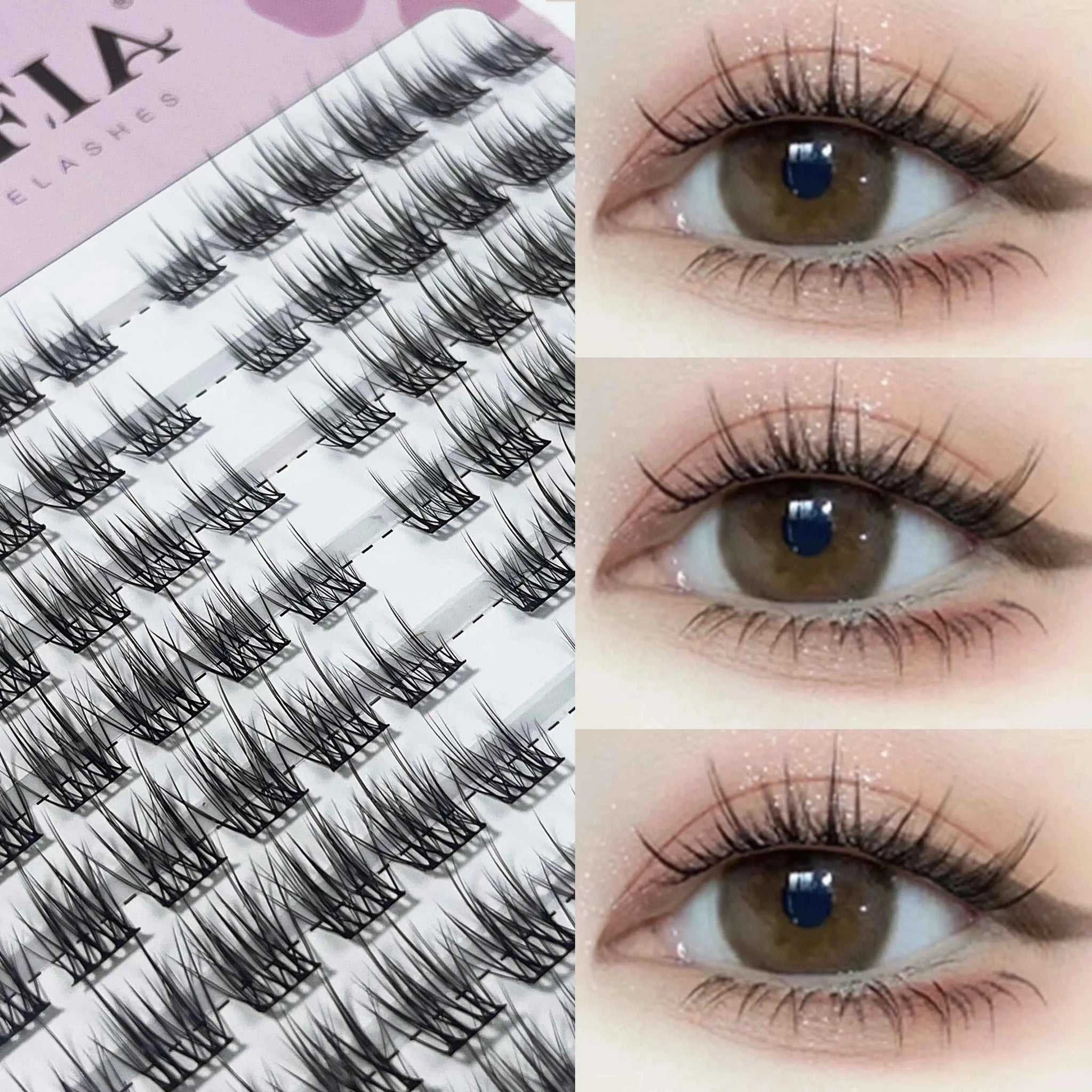 1/box 120 bundles Mink False Eyelash Natural Fishtail Lash 3D Russian Individual Eyelash Extension Cluster Makeup Tool Who...