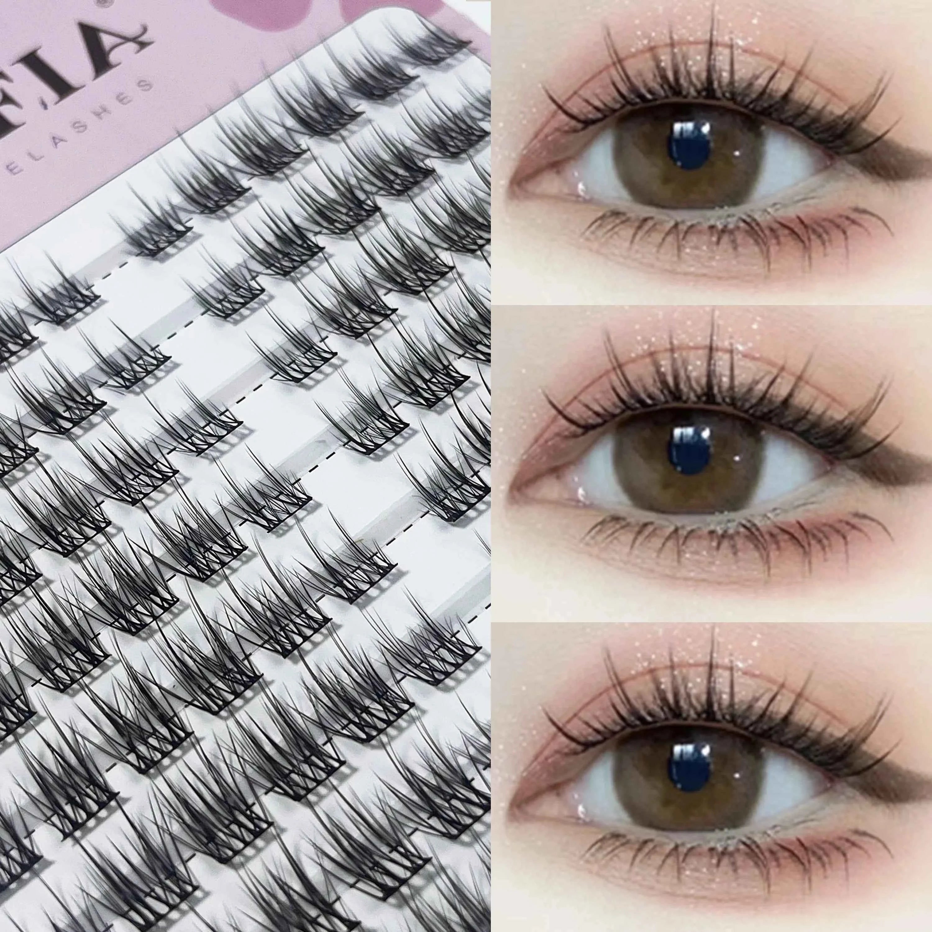 1/box 120 bundles Mink False Eyelash Natural Fishtail Lash 3D Russian Individual Eyelash Extension Cluster Makeup Tool Wholesale SCH