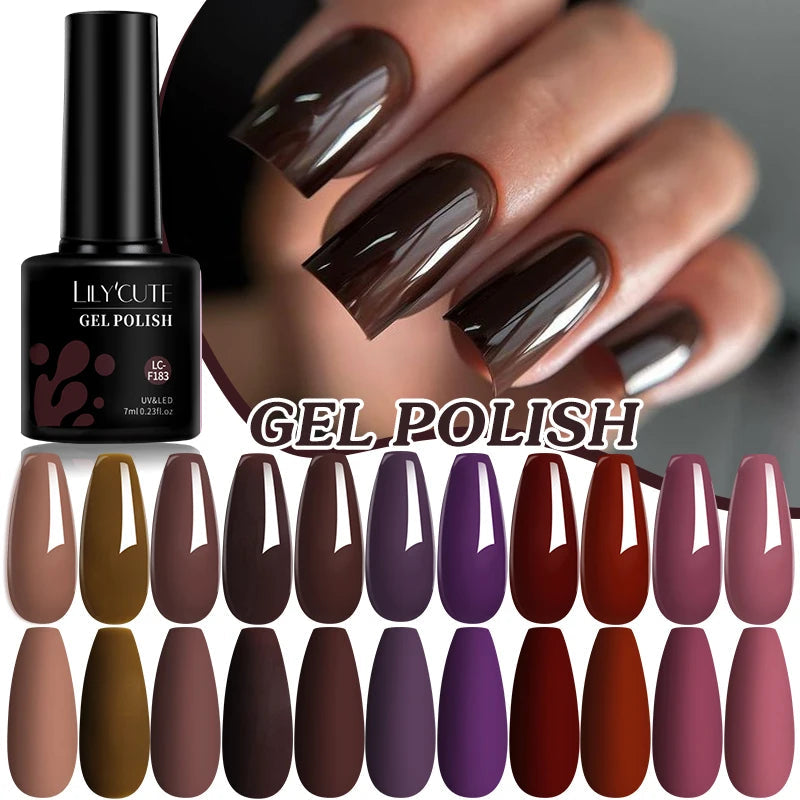 LILYCUTE Ancora Red Color Gel Nail Polish 152 Colors Fall Winter Trendy Long-Lasting French Style For Manicure Nail Art UV...