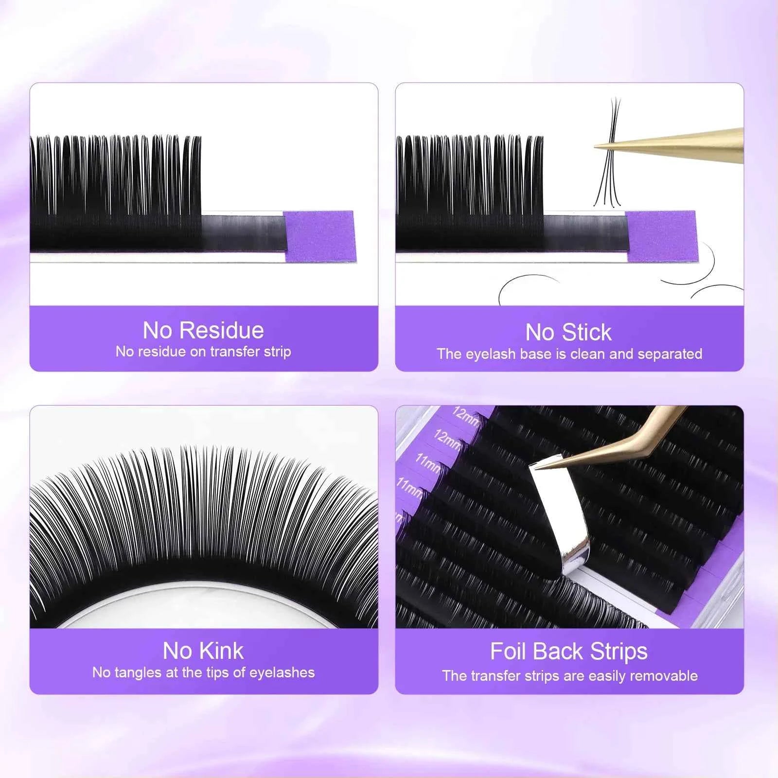 NAGARAKU 16Rows Faux Cils Lashes Individual Eyelash Extension Matte Professional Soft and Natural Makeup Premium Eyelashes - 