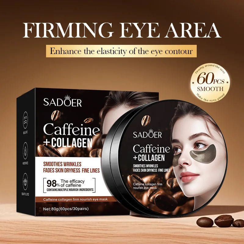 60pcs SADOER Caffeine Crystal Collagen Eye Mask Anti Dark Circles Ant -Aging Anti Wrinkles Moisturizing Eye Patches Skin C...