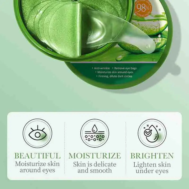 60pcs Aloe Vera Collagen Eye Mask Anti Dark Circles Removal Eyes Bags Moisturizing Firming Eye Patches Eyes Skin Care Prod...