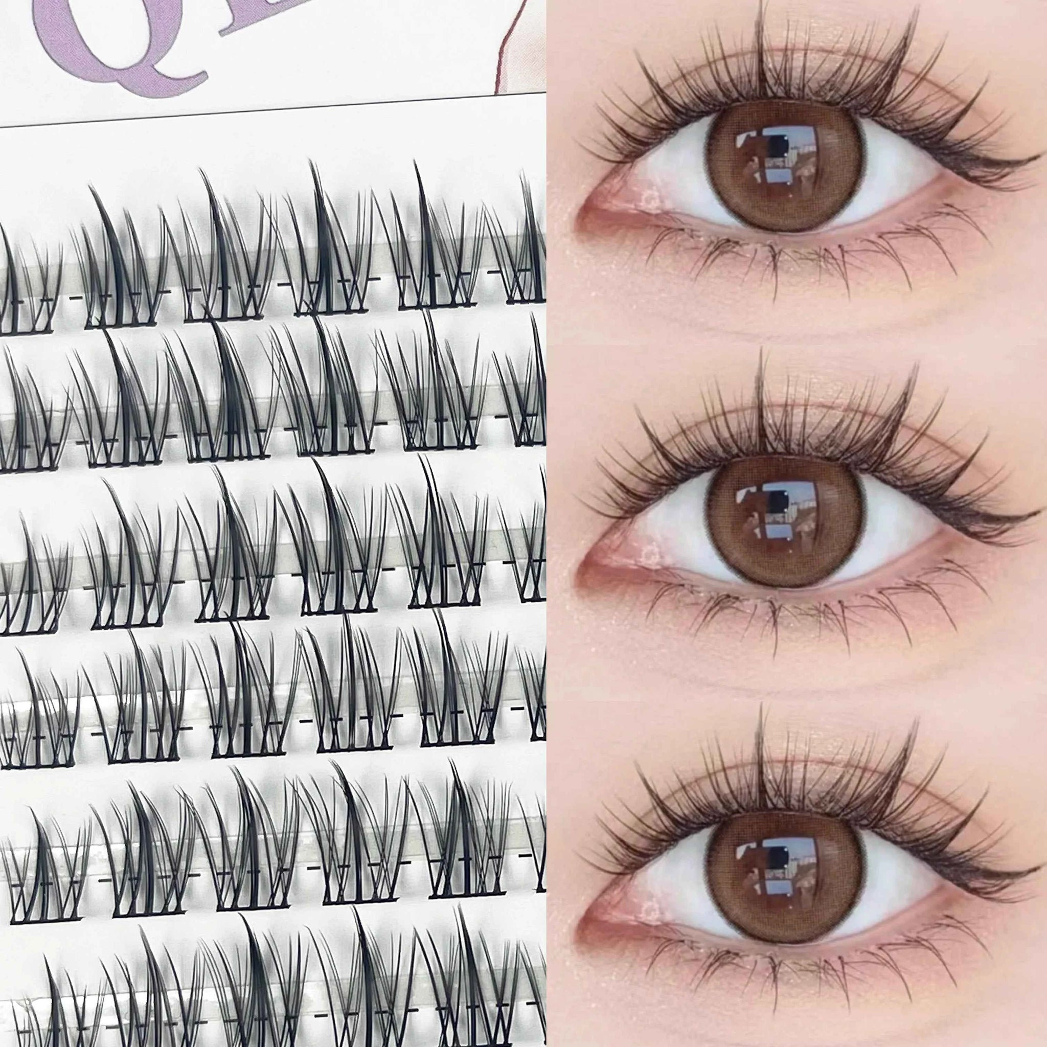 1/box 120 bundles Mink False Eyelash Natural Fishtail Lash 3D Russian Individual Eyelash Extension Cluster Makeup Tool Who...