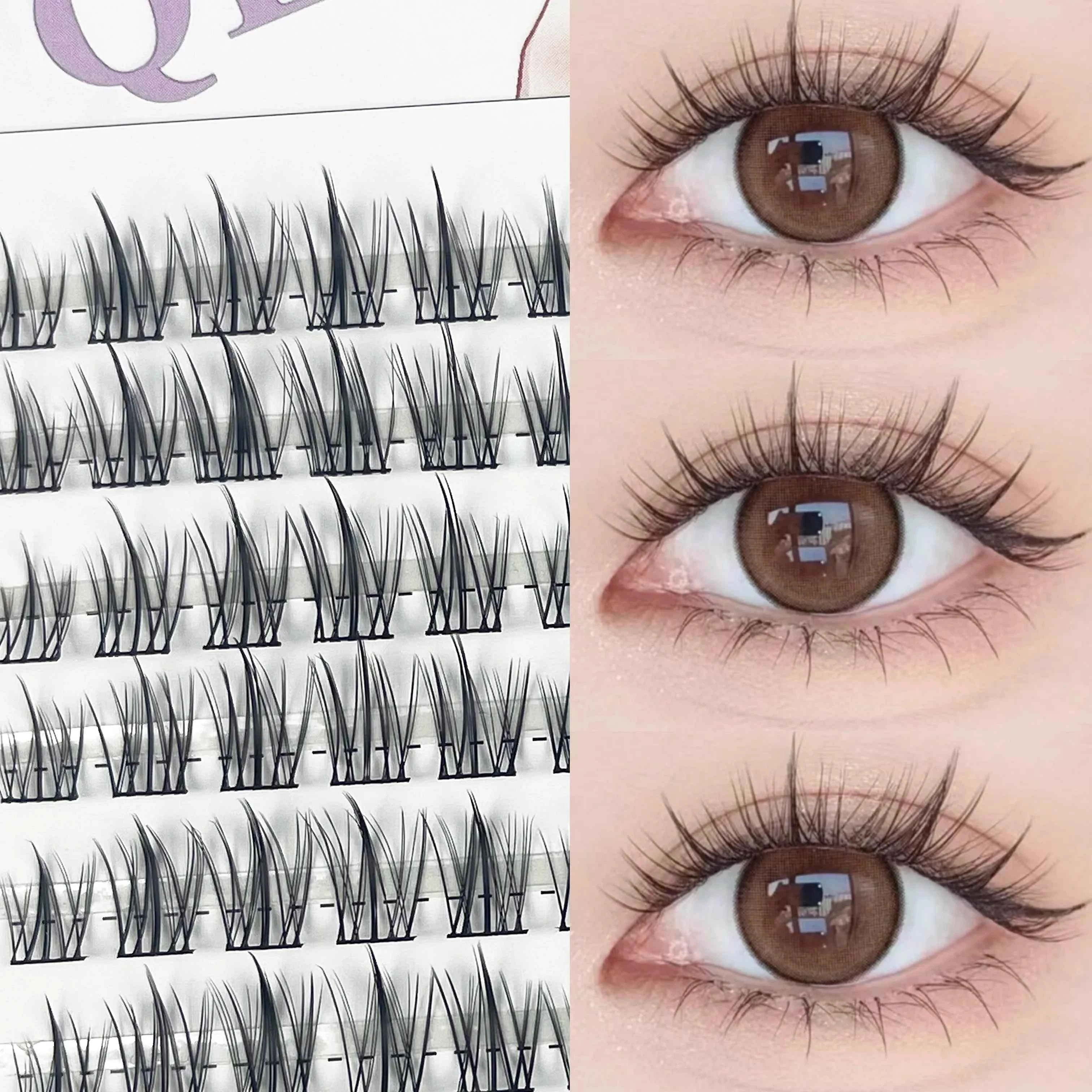 1/box 120 bundles Mink False Eyelash Natural Fishtail Lash 3D Russian Individual Eyelash Extension Cluster Makeup Tool Wholesale TYH