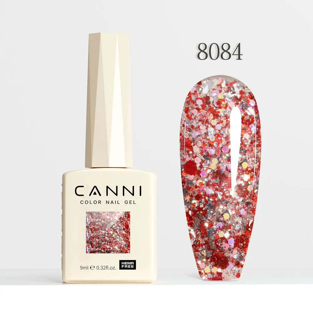 #8013 CANNI Nail Gel Polish Hema Free Super Glossy Glitter Cat Eye Gel Diamond Top Coat Semi Permanent Soak Off UV LED Varnish Aurora Glow Avenue