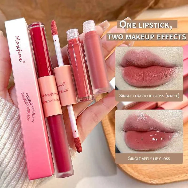 Matte Mirror Double Ended Lip Gloss Velvet Texture And Jelly Texture Moisturizing And Easy To Apply Lip Liquid Lipstick - 