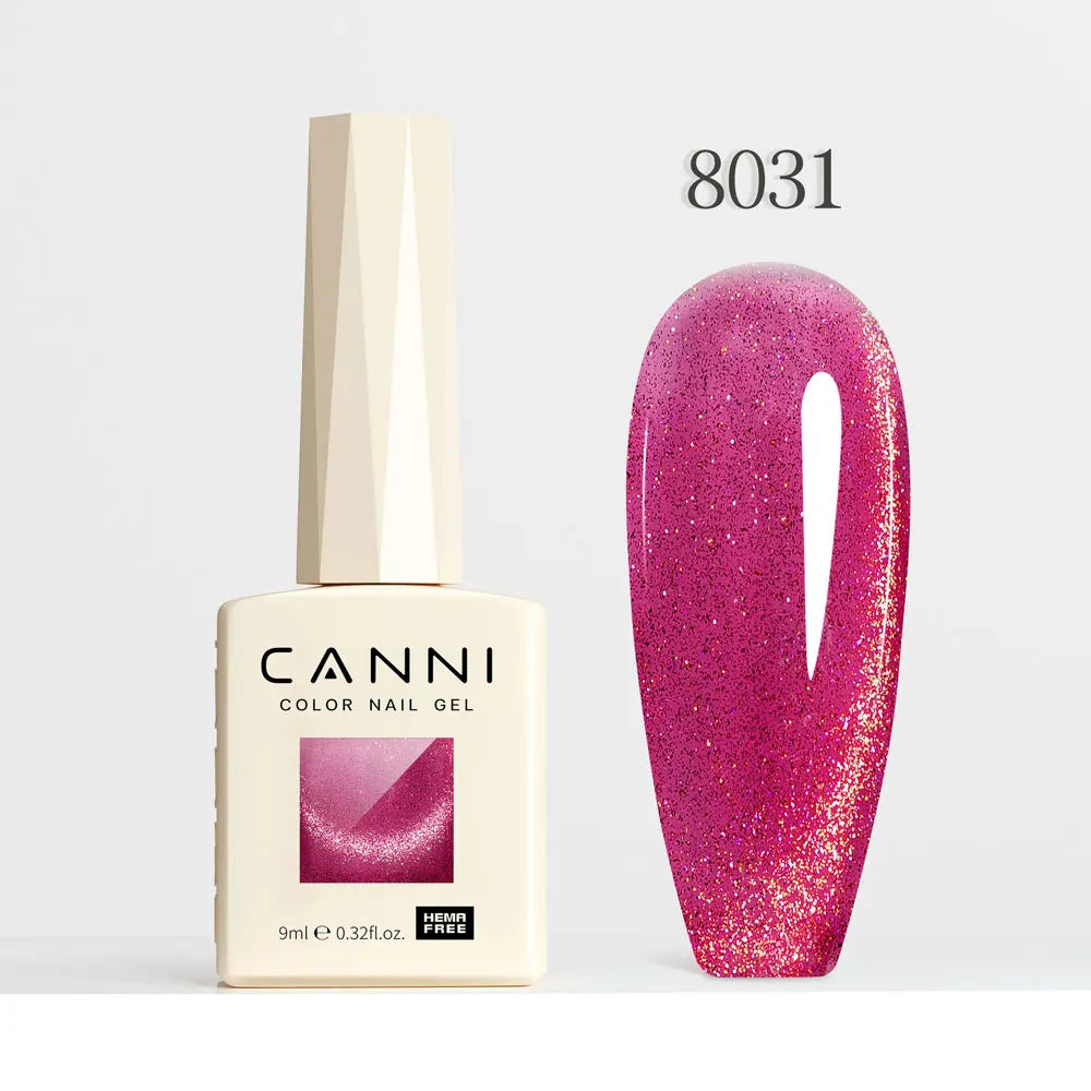 #8013 CANNI Nail Gel Polish Hema Free Super Glossy Glitter Cat Eye Gel Diamond Top Coat Semi Permanent Soak Off UV LED Varnish Aurora Glow Avenue