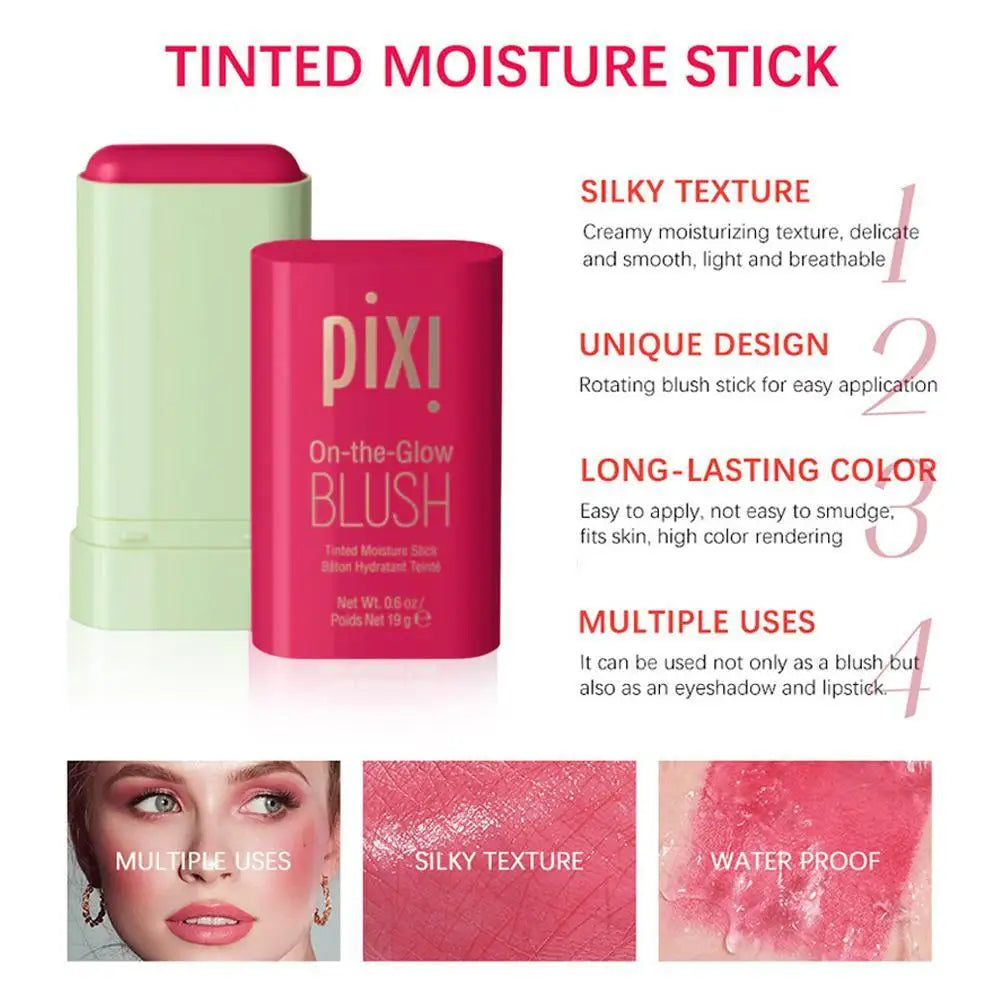 Pixi 3 In1 Moistured Blush Stick Cheek Lip Tinted Silky Brighten Blush Cream Blusher Cosmetics Tubes Matte Contour Makeup - 