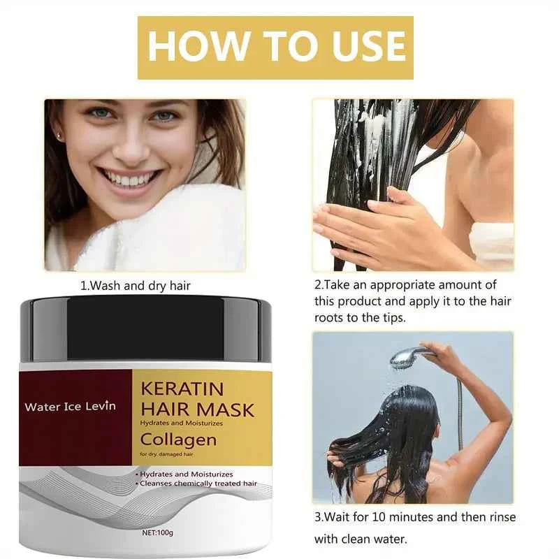 Miracle Hair Mask, Collagen, Keratin - Coconut Oil Deep Hair Care - Powerful Moisturizing and Hydrating - Repair Small, Sparse, Fragrile, Dry and Damaged Hair