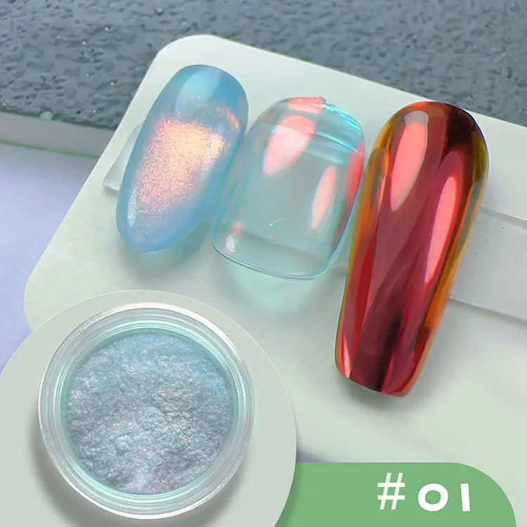 Holographic Mirror Mermaid Nail Glitter Powder - 19 Colors FT259-1 - 