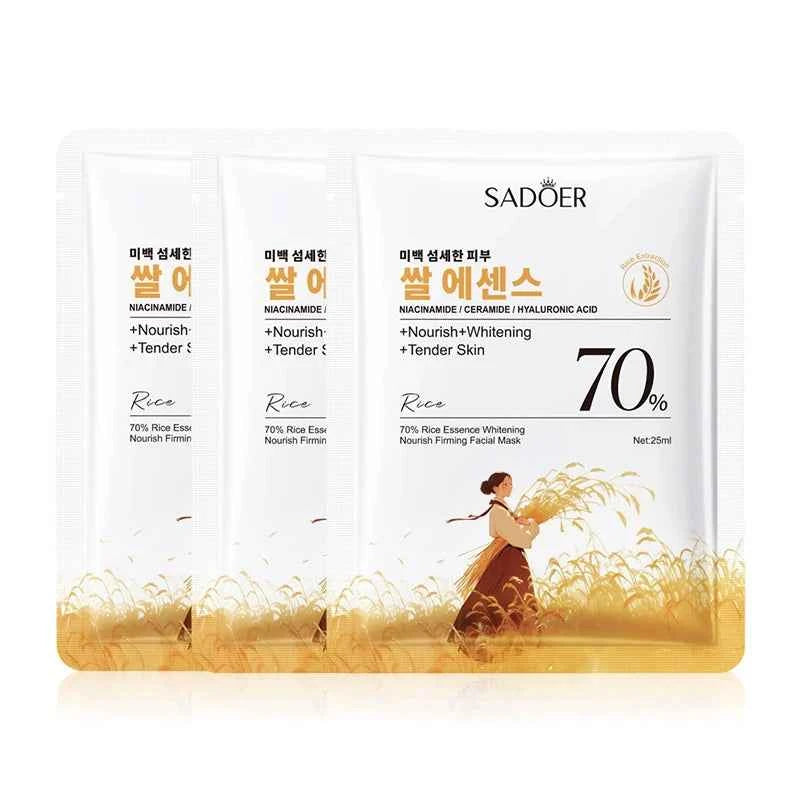 1/5/10PCS Rice Essence Face Sheet Mask,Niacinamide Hyaluronic Acid Hydrating Nourishing Brightening Tender Skin,Korean Skincare 3pcs