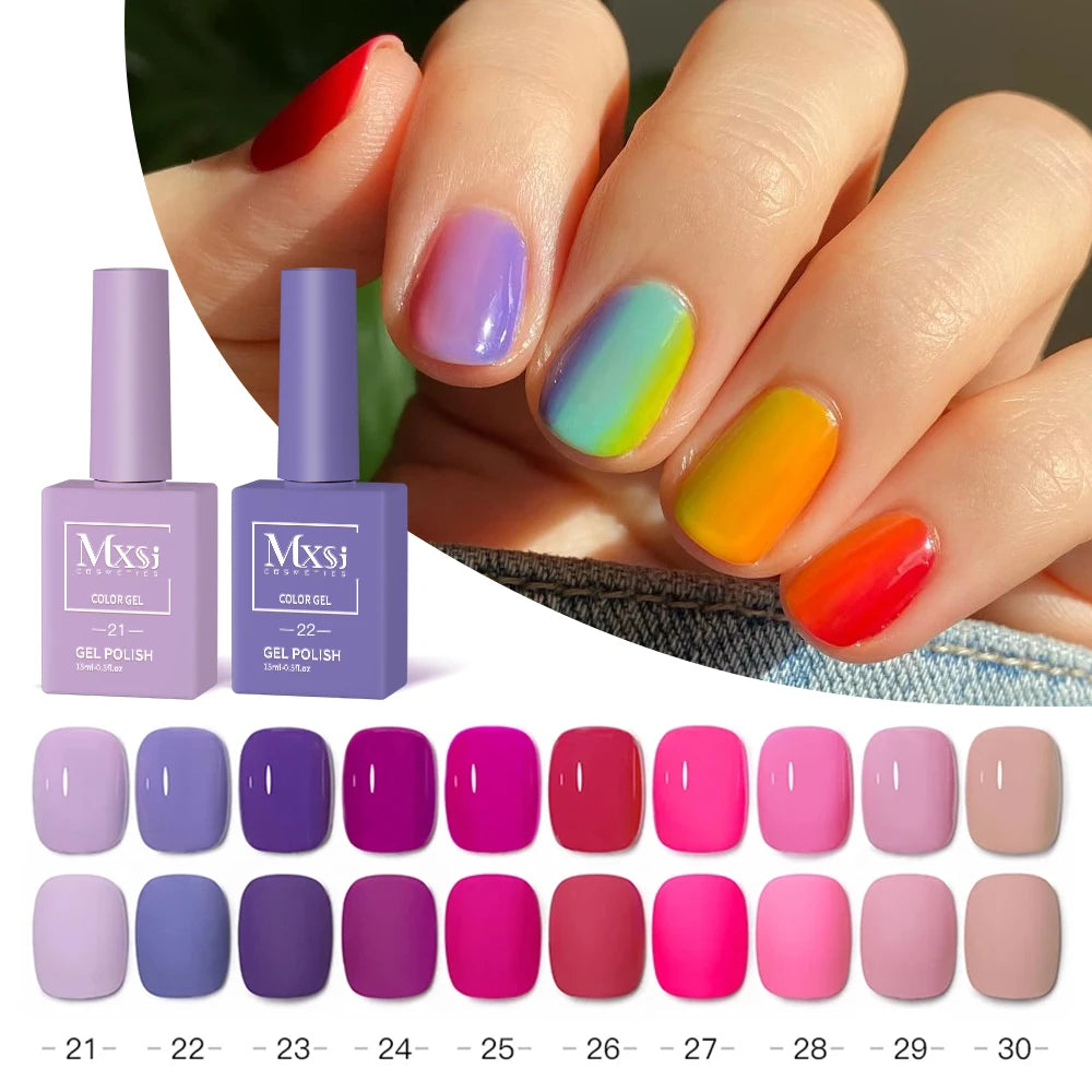 Mxsi 60 Colors Nail Gel Polish 15ml Vernis Semi Permanent Nail Art Manicure Soak Off DIY LED UV Gel Nails Polish Nail Supplies