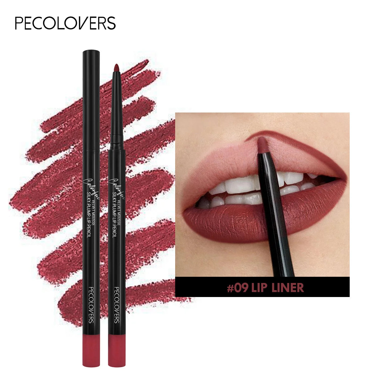 Waterproof Matte Lipliner Pencil Red Contour Tint Lipstick Long Lasting Non-stick Cup Moisturising Lips Makeup 12 Colors 09