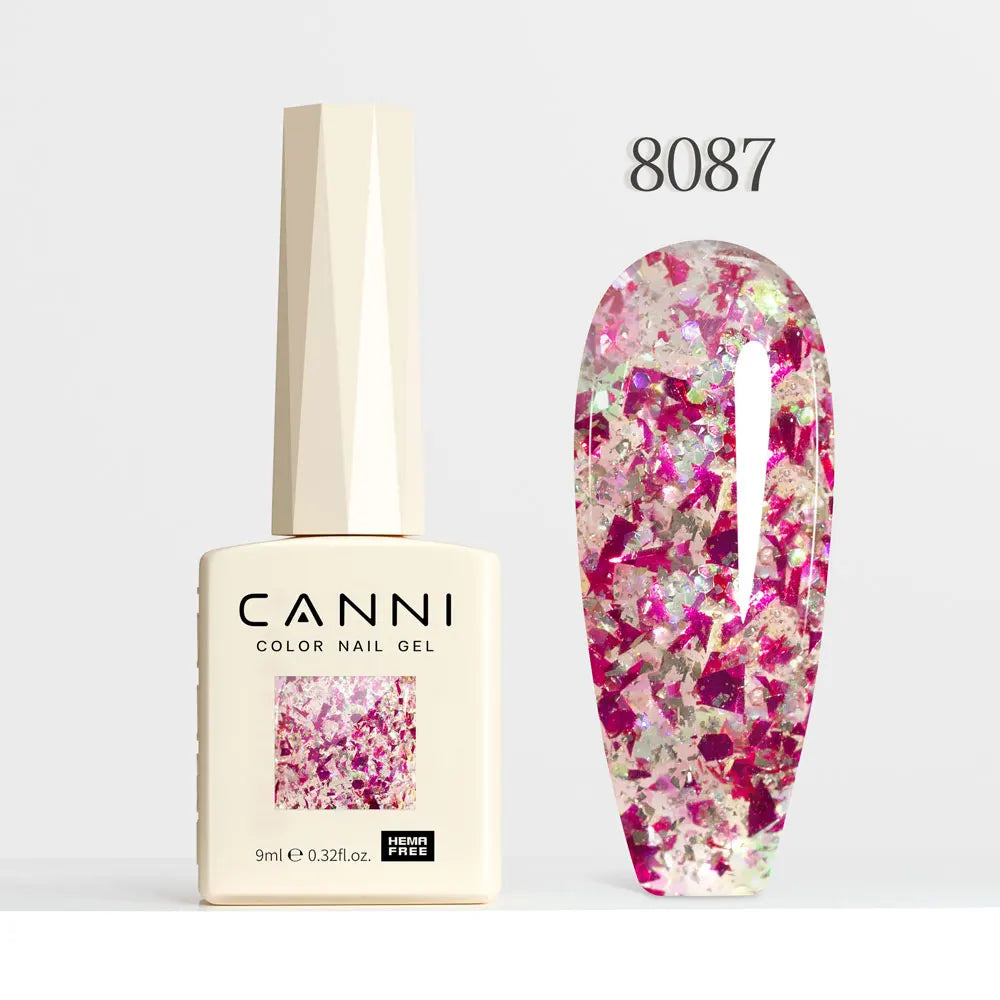 #8013 CANNI Nail Gel Polish Hema Free Super Glossy Glitter Cat Eye Gel Diamond Top Coat Semi Permanent Soak Off UV LED Varnish Aurora Glow Avenue