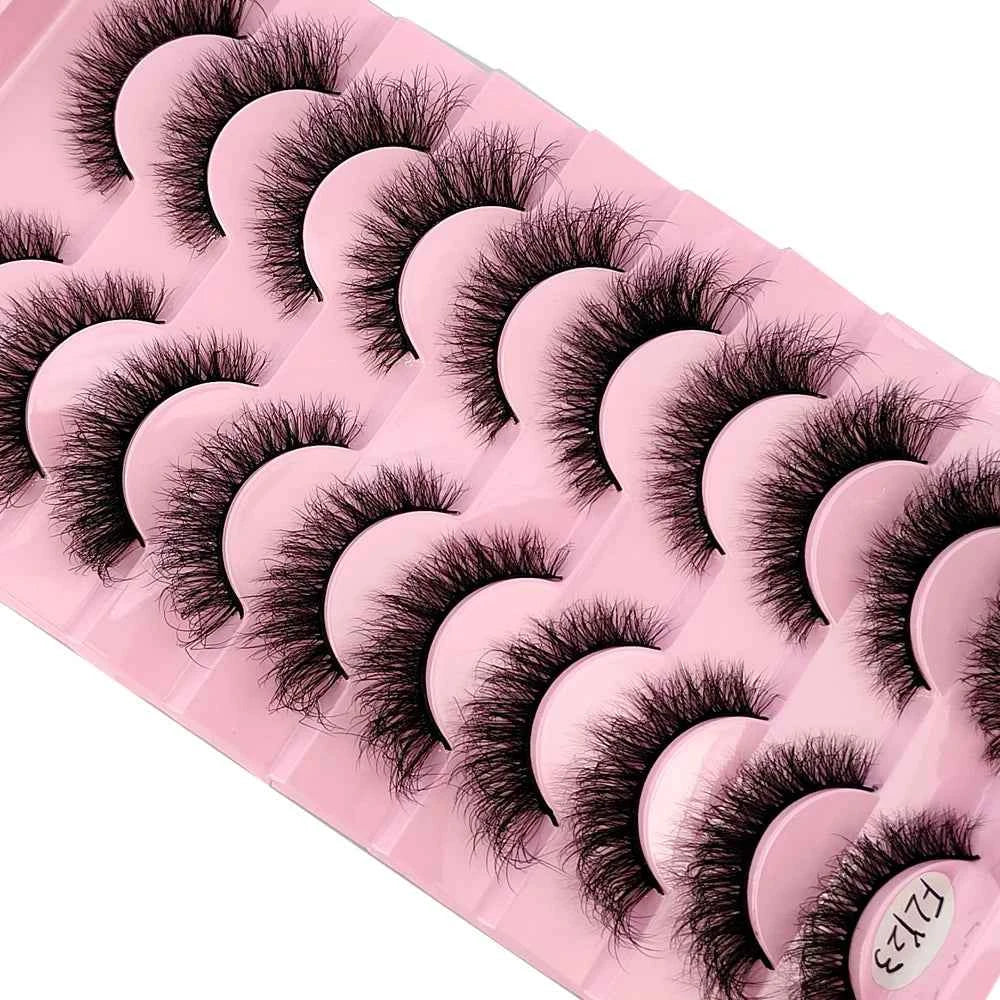 10 Pairs Faux Mink Eyelashes Handmade False Eyelashes Natural Nude Makeup Simulation Cross Messy Eye 3D Curly Eyelashes - 