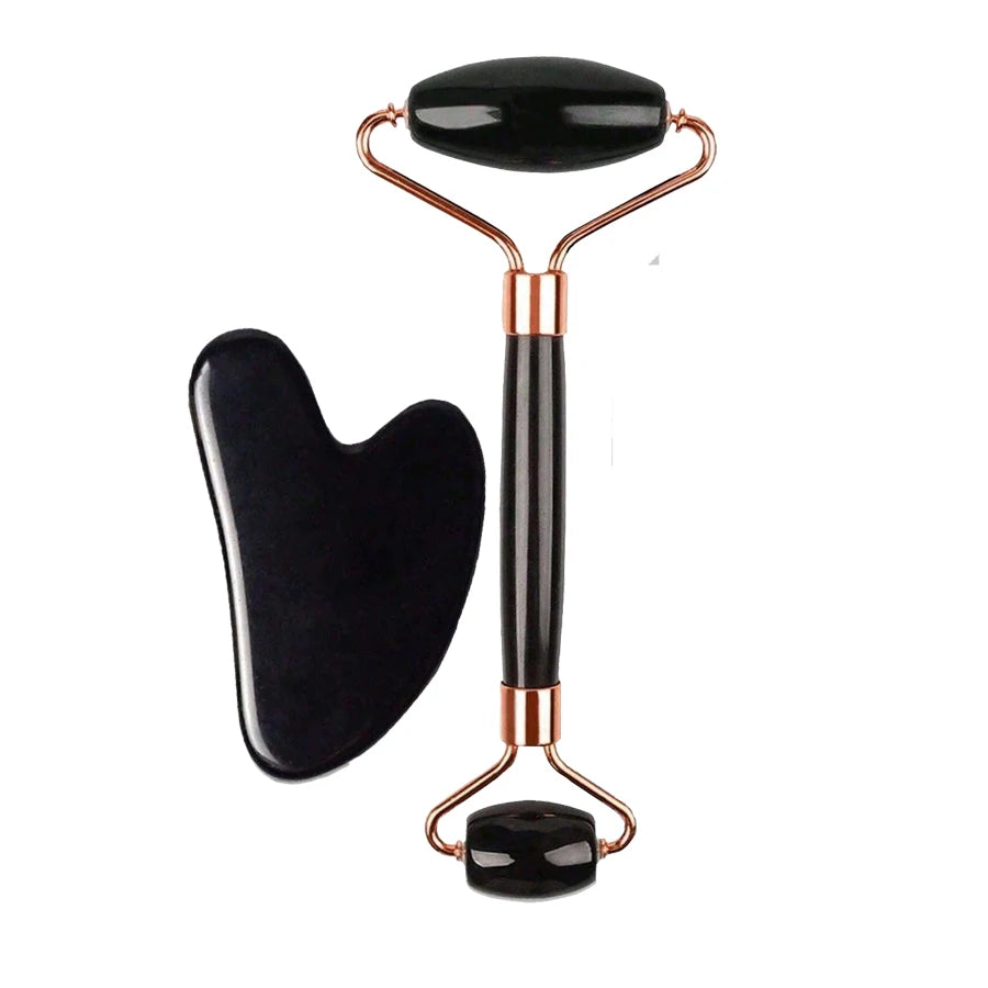 1/2/3pcs Ice Face Roller Facial Skincare Ice Roller Set,Facial Roller GuaSha FaceTool Set,Face Massage Roller Lifting Contouring 2pcs set-black