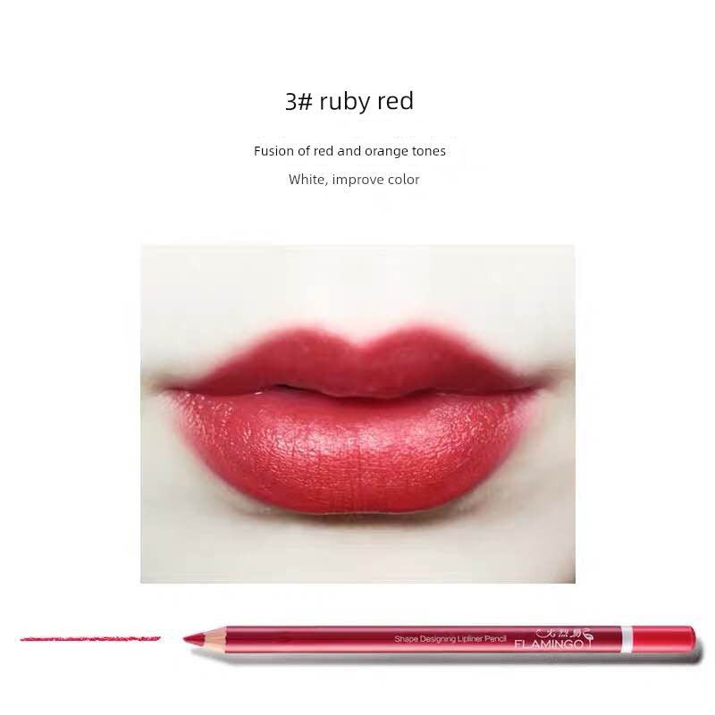 Flamingo Lip Liner Female Waterproof Makeup Non-Decolorizing Hook Line Lip Pencil Matte Bean Bag Painting Lipstick Handy Gadget Genuine Goods 3# ruby red