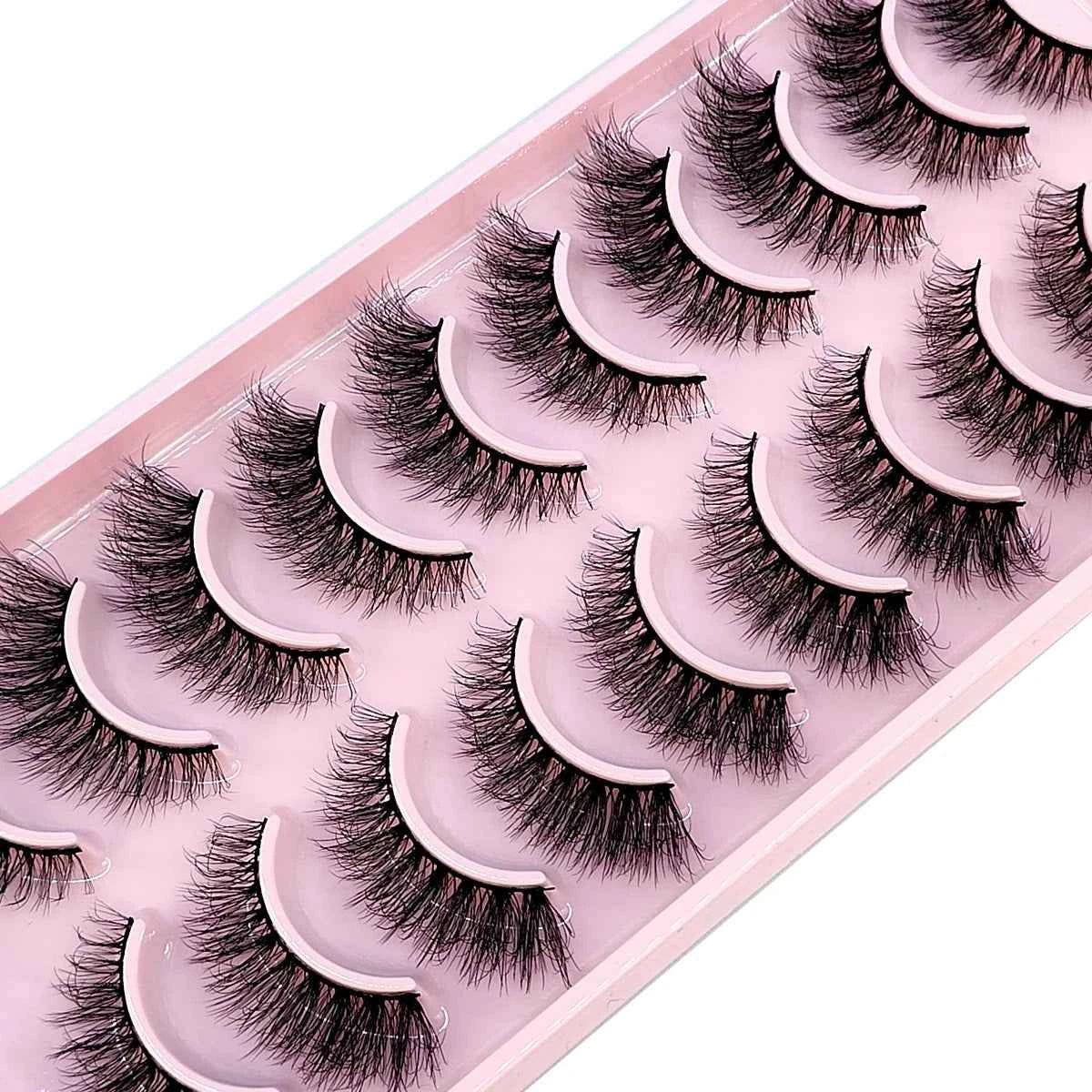 10 Pairs Faux Mink Eyelashes Handmade False Eyelashes Natural Nude Makeup Simulation Cross Messy Eye 3D Curly Eyelashes 10...