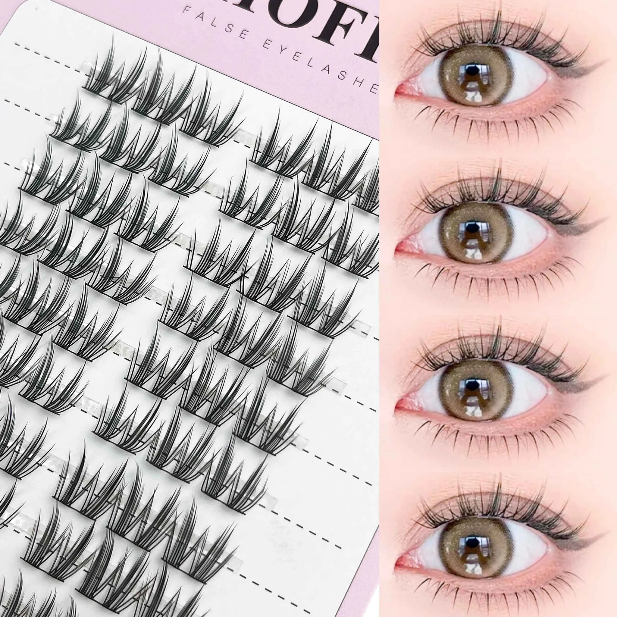 1/box 120 bundles Mink False Eyelash Natural Fishtail Lash 3D Russian Individual Eyelash Extension Cluster Makeup Tool Who...