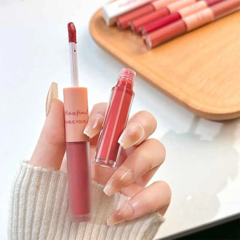 Matte Mirror Double Ended Lip Gloss Velvet Texture And Jelly Texture Moisturizing And Easy To Apply Lip Liquid Lipstick - 