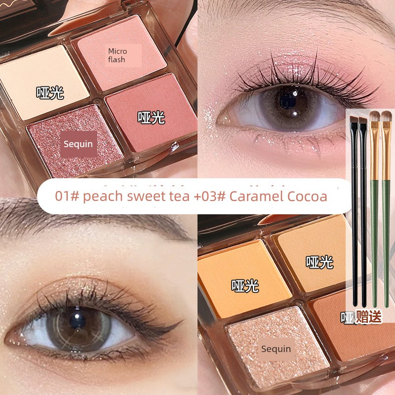 Li Jiaqi Wake up in a Daydream Four Color Eyeshadow Palette Pink Brown Earth Color Smoky Plate Daily Light Makeup for Begi...