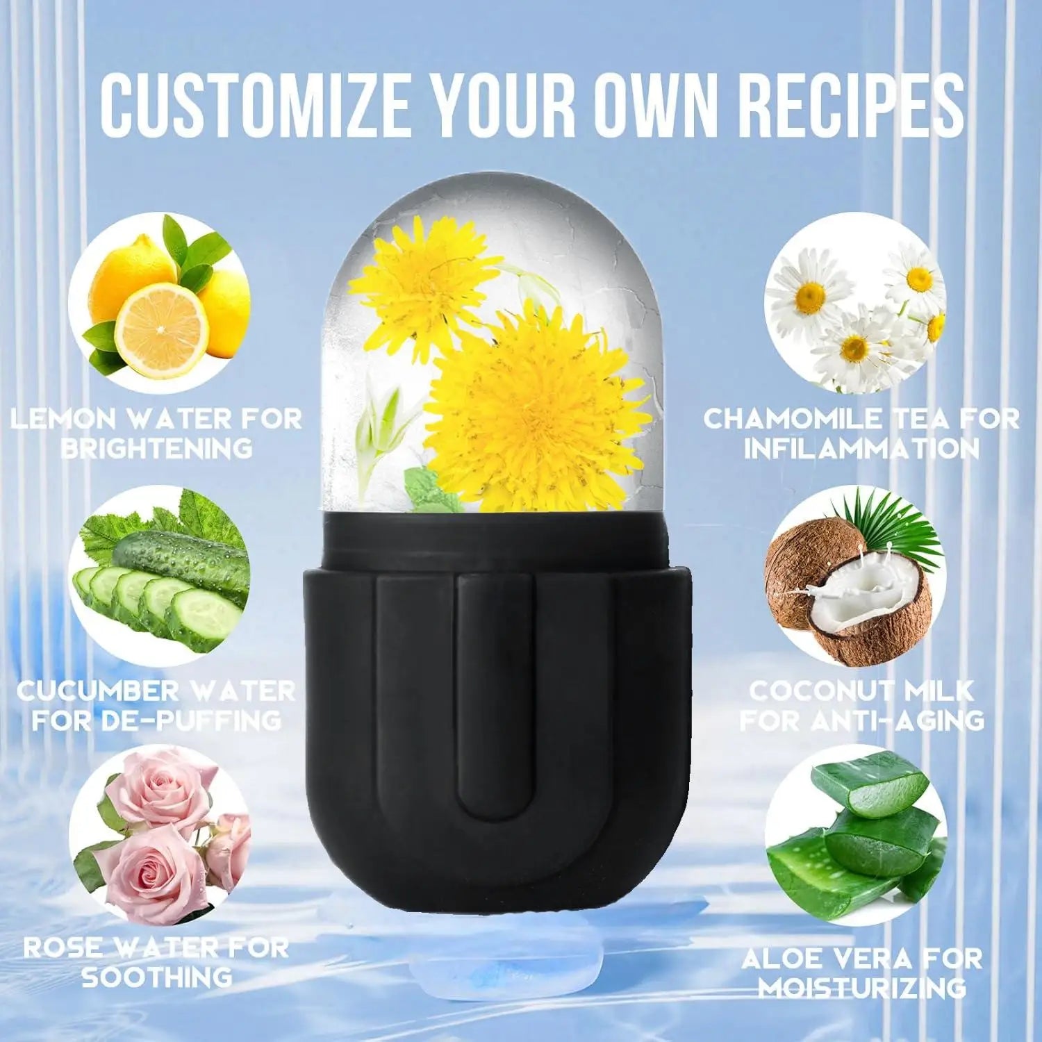 Silicone Ice Roller for Face Beauty Skin Care Tools Face Lifting Contouring Facial Massager Reusable Ice Cube Trays - 