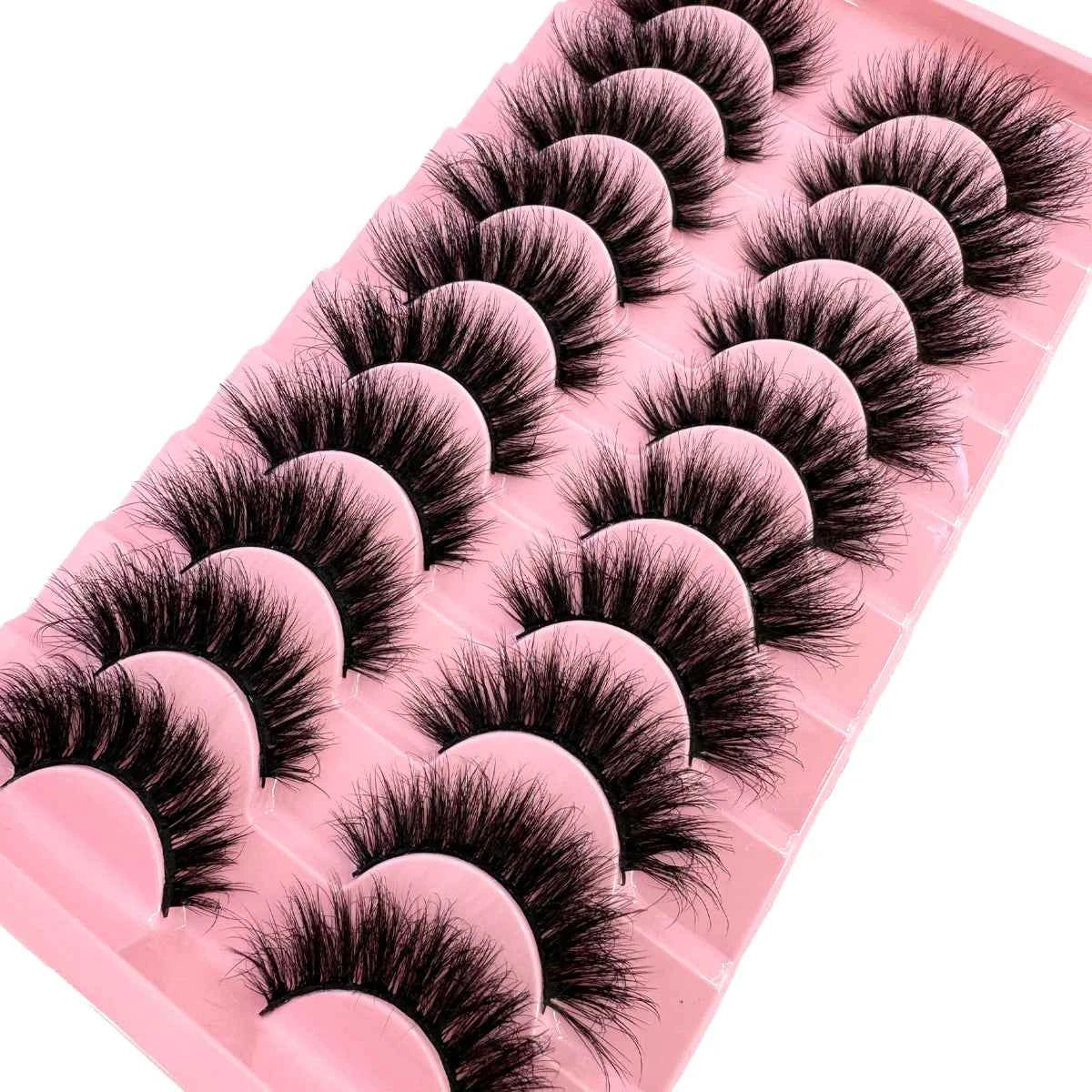 10 Pairs Faux Mink Eyelashes Handmade False Eyelashes Natural Nude Makeup Simulation Cross Messy Eye 3D Curly Eyelashes 10Pairs 837