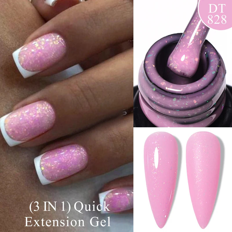 MEET ACROSS 7ml Dark Color Glitter Top Coat Gel For Nails Brocade Powder 2 In 1 Chameleon Nail Art Gel Varnish Manicure Q5...