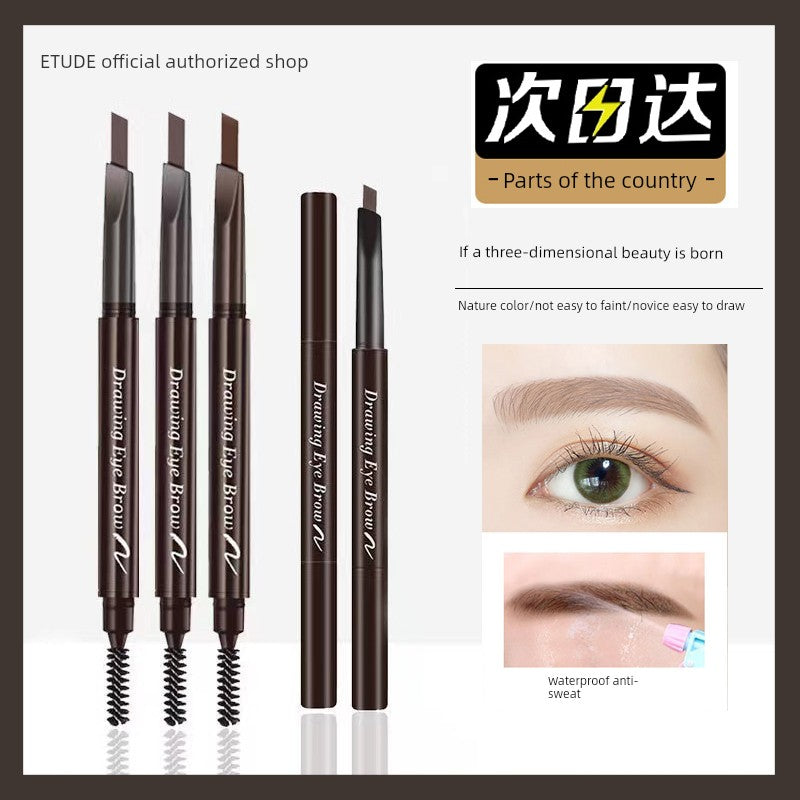 In Stock South Korea Etudehouse ERISE HOUSE New Arrival Double-Headed Rotate Automatic Eyebrow Pencil Waterproof Sweat-Proof Flat Eyebrow