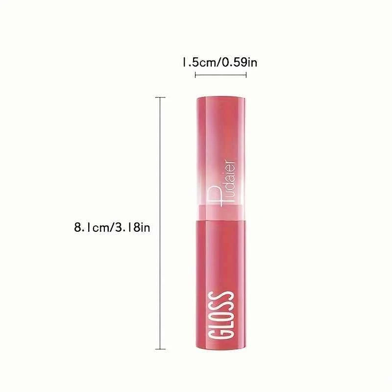 Waterproof Lipstick with Glass Mirror and Plumping Effect Non-Stick Nude Shades,Matte Lip Gloss For Plumper Looking Lips - 