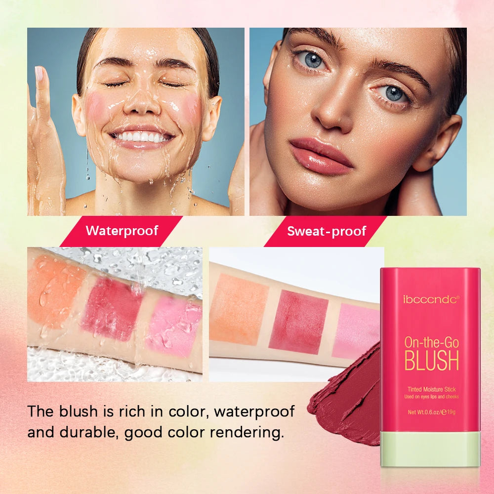 Make Up Functional Blush Stick Easy Color Rouge Blusher Cream Waterproof High Color Rendering Brightening Skin Tone Hot - 