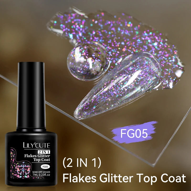 LILYCUTE 7ml Shiny Glitter Nail Gel Polish Pearl Shell Sparkling White UV LED Varnishes Soak Off Gel Manicure Decoration 6...