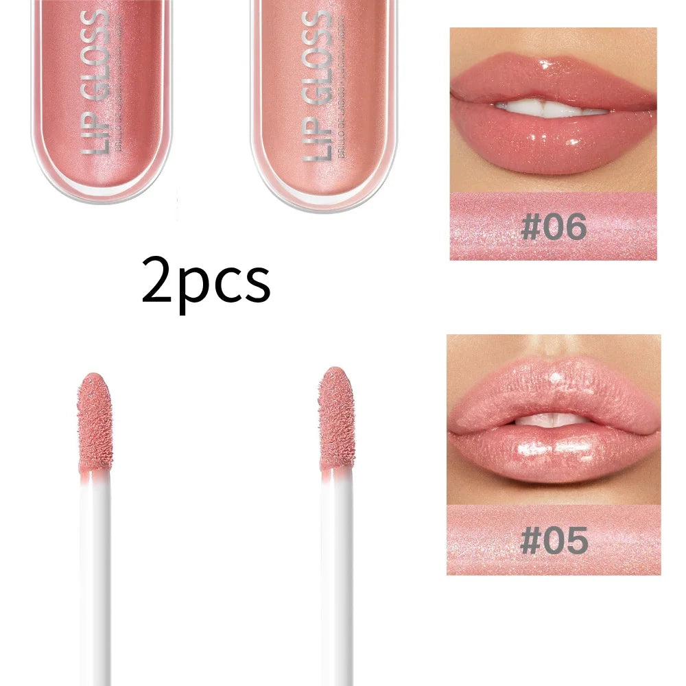 USHAS 12 colors mirror fine flash liquid lipstick pearlescent color waterproof sweatproof non-stick cup lip gloss 29225-03 - 