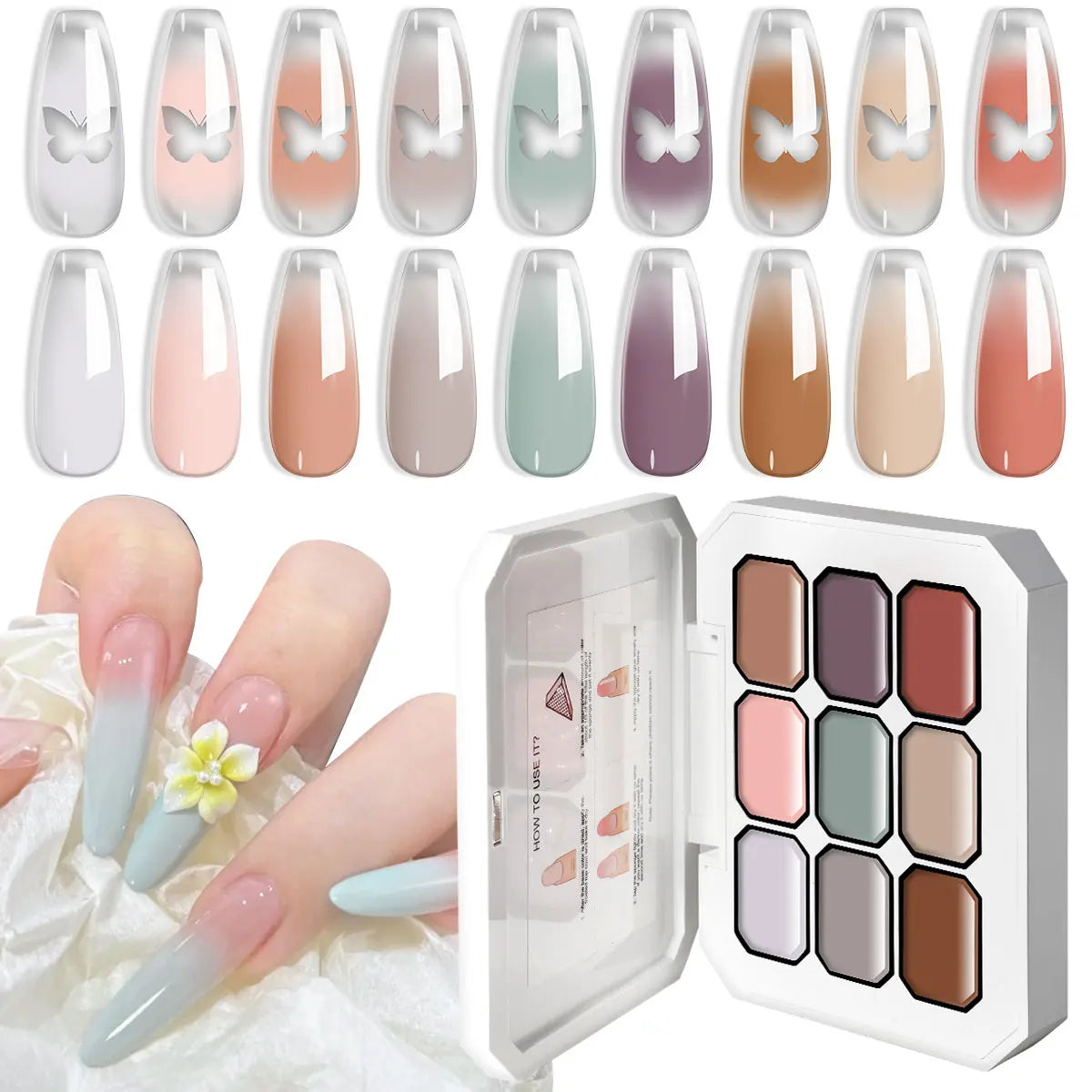 LIMEGIRL 9 Color Gradient Painting Gel Nail Art Gradient Color DIY Design Gel Quick Flower Paint Engraving Gel Nail Polish...