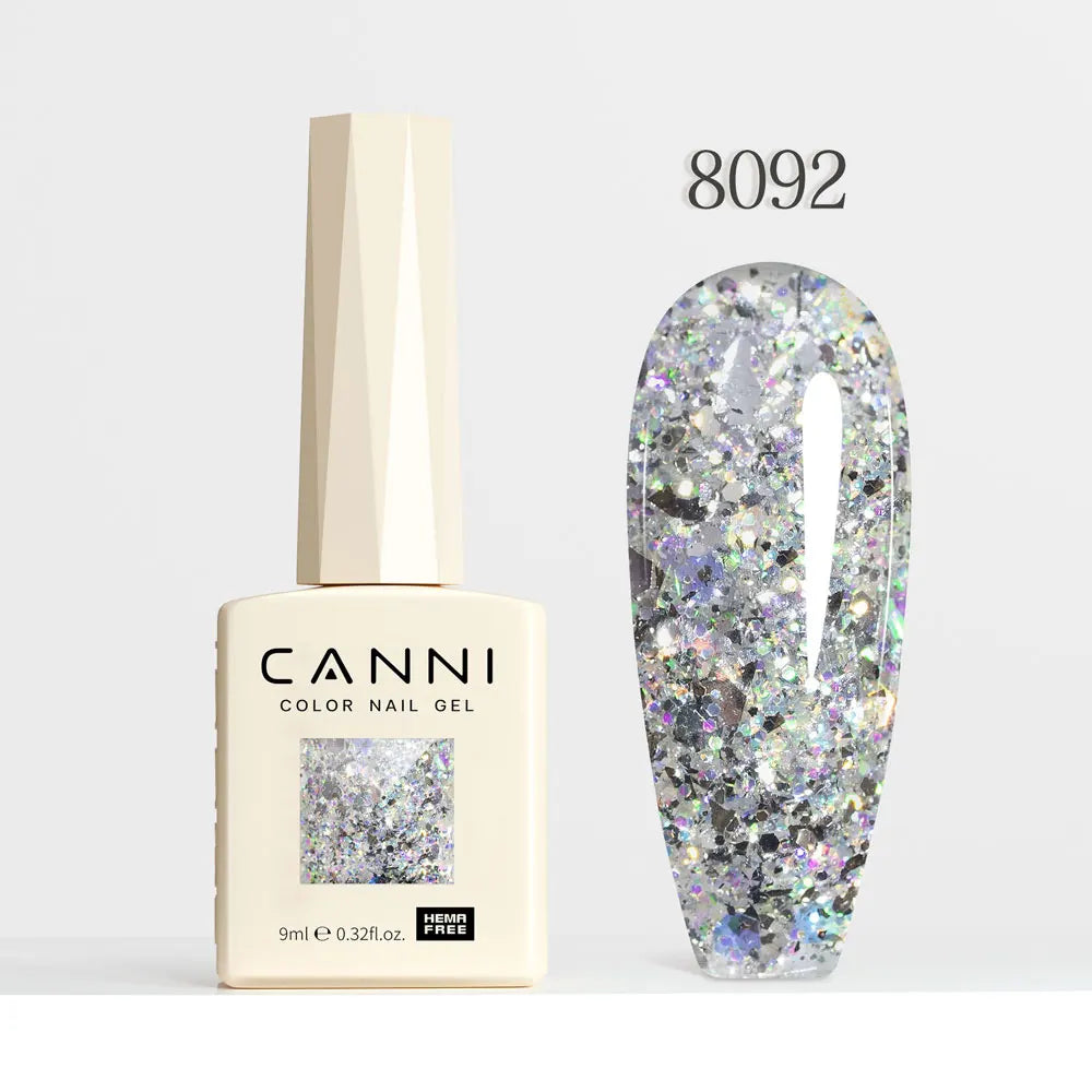 #8013 CANNI Nail Gel Polish Hema Free Super Glossy Glitter Cat Eye Gel Diamond Top Coat Semi Permanent Soak Off UV LED Varnish Aurora Glow Avenue
