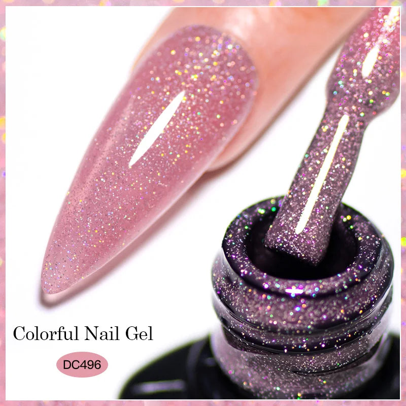 Mtssii 7ml Red Glitter Gel Nail Polish Sequins Shiny Manicure Semi Permanent Base Top Coat Soak Off LED UV Nail Art Gel Va...