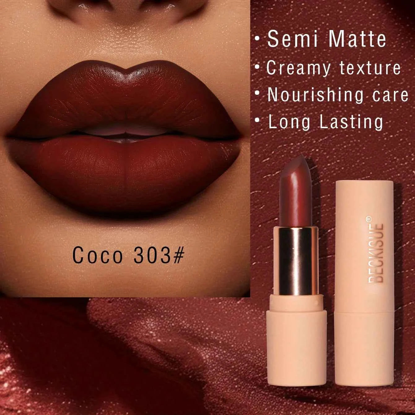 Coffee Velvet Lipstick - Luxurious Deep Nourishing Matte Finish Long-Lasting Waterproof Lip Color 303