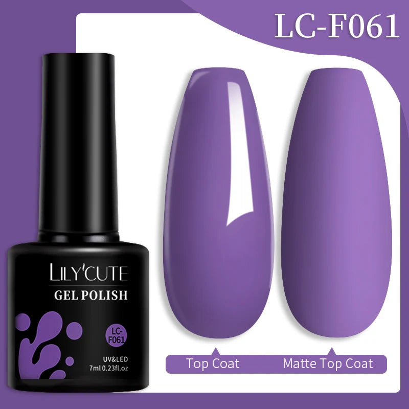 LILYCUTE 7ML Colorful Gel Nail Polish 129 Colors Long Lasting For Manicure Semi Permanent Base Top Coat Nail Art UV Gel Va...
