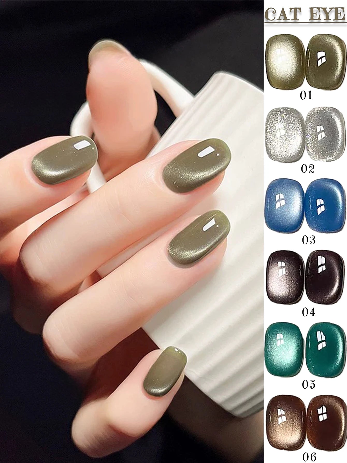 1-24pcs WS White Silver Cat Eye Magnetic Gel Nail Polish Ultra Shine Soak Off UV Gel Mirror Glass Cat Magnet Gel Varnish Xmas guchengxingyu1-6